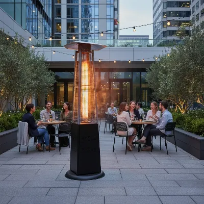 Bromic Tungsten Smart-Heat Gas patio heater in a large, open outdoor setting