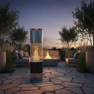 Solo Stove Tower Patio Heater showcasing its sleek design and fire view window
